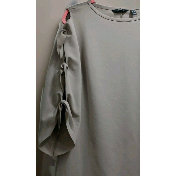 Minimalist Tie Sleeve Blouse Women’s L Du Jour Brown Top Preppy Soft Layers - Picture 4 of 9